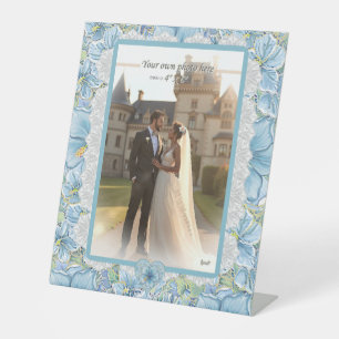 Hibiscus & lace TURQUOISE Pedestal Sign