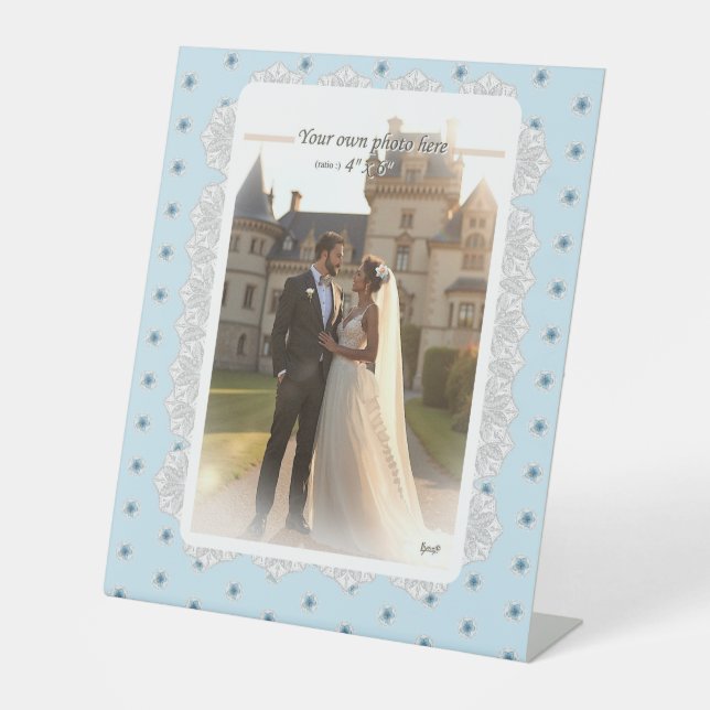 Hibiscus & lace TURQUOISE Pedestal Sign (Front)