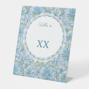 Hibiscus & lace TURQUOISE Pedestal Sign