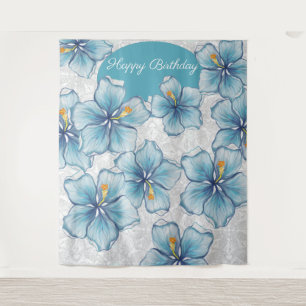 Hibiscus & lace TURQUOISE Tapestry