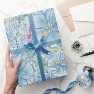 Hibiscus & lace TURQUOISE Wrapping Paper