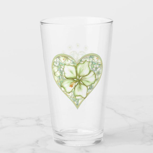 Hibiscus & lace WHITE Glass (Front)