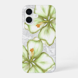Hibiscus & lace WHITE iPhone 16 Case