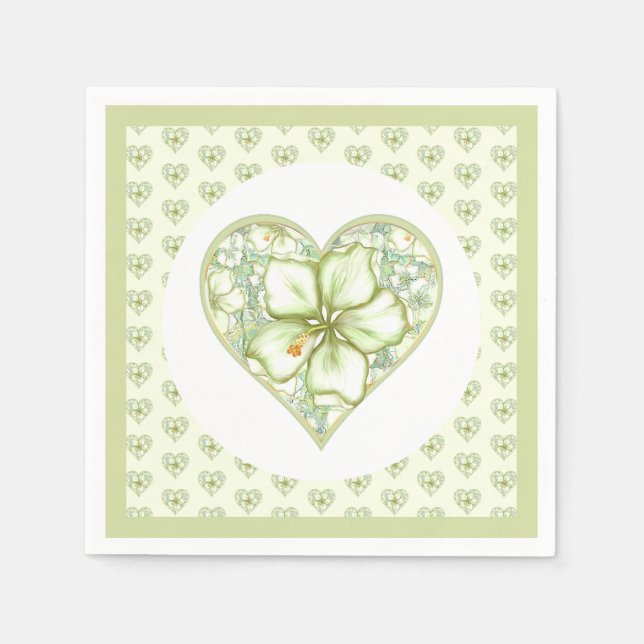 Hibiscus & lace WHITE Napkin (Front)