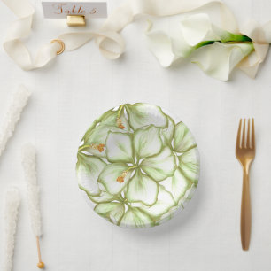 Hibiscus & lace WHITE Paper Plate