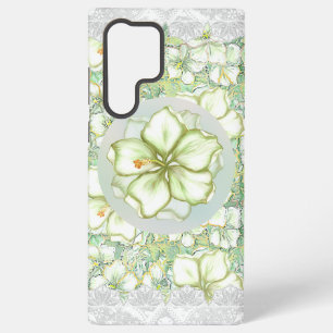 Hibiscus & lace WHITE Samsung Galaxy Case