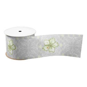 Hibiscus & lace WHITE Satin Ribbon