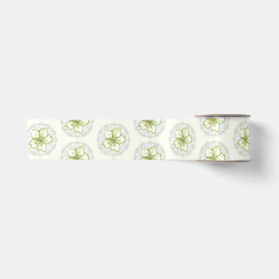 Hibiscus & lace WHITE Satin Ribbon
