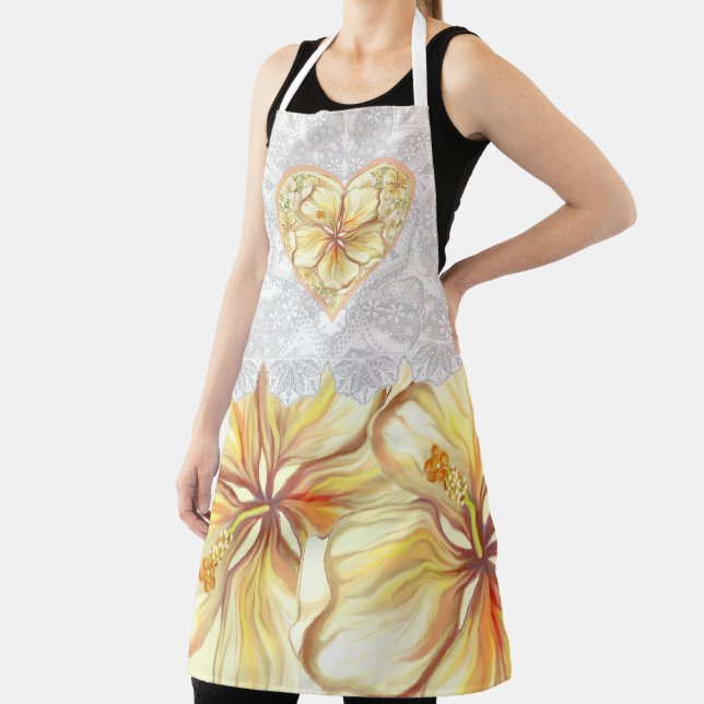 Hibiscus & lace YELLOW Apron (Insitu)