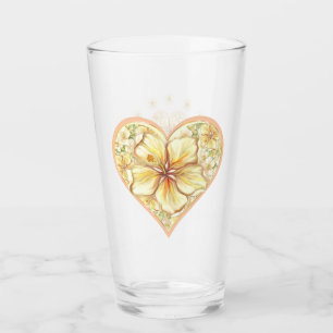 Hibiscus & lace YELLOW Glass