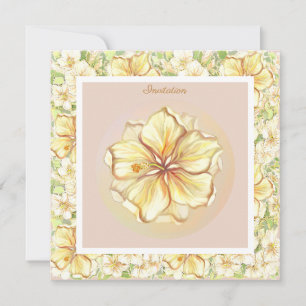 Hibiscus & lace YELLOW Invitation