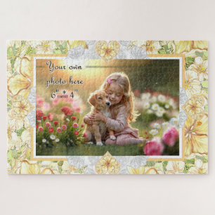 Hibiscus & lace YELLOW Jigsaw Puzzle
