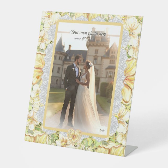 Hibiscus & lace YELLOW Pedestal Sign (Front)