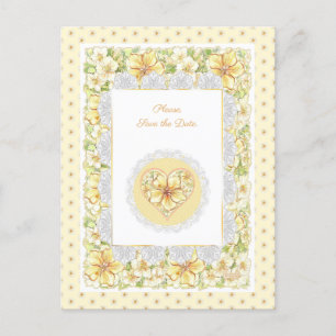 Hibiscus & lace YELLOW Postcard