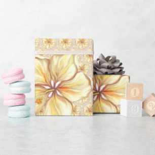 Hibiscus & lace YELLOW Wrapping Paper