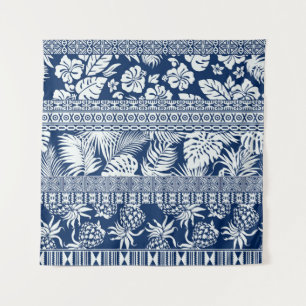 Hibiscus, leaves: Hawaiian ornament wallpaper. Tapestry