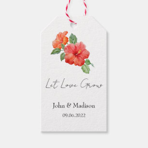Hibiscus Let love grow wedding seed Gift Tags