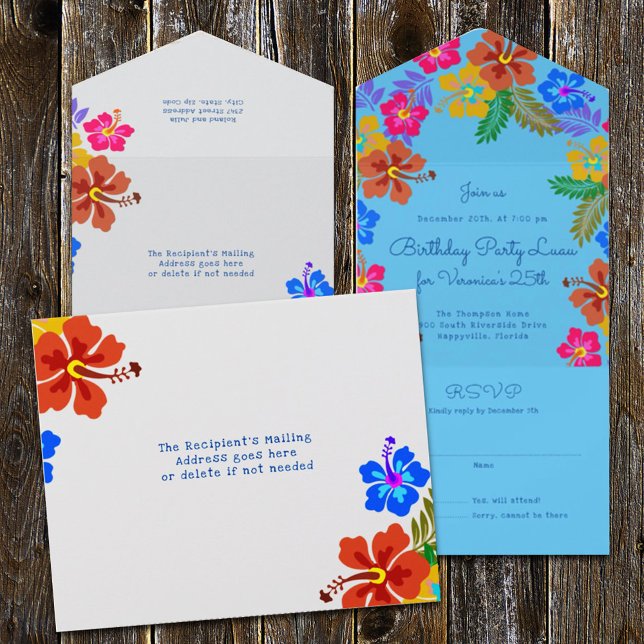 Hibiscus Luau Birthday Celebration  All In One Inv Invitation (Creator Uploaded)