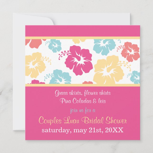 Hibiscus Luau Bridal Shower Invitation (Front)