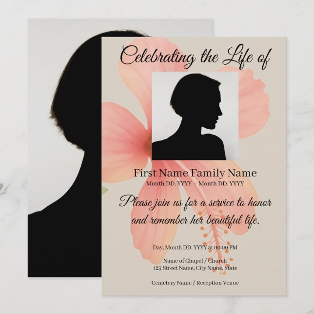 Hibiscus memorial invitation (Front/Back)