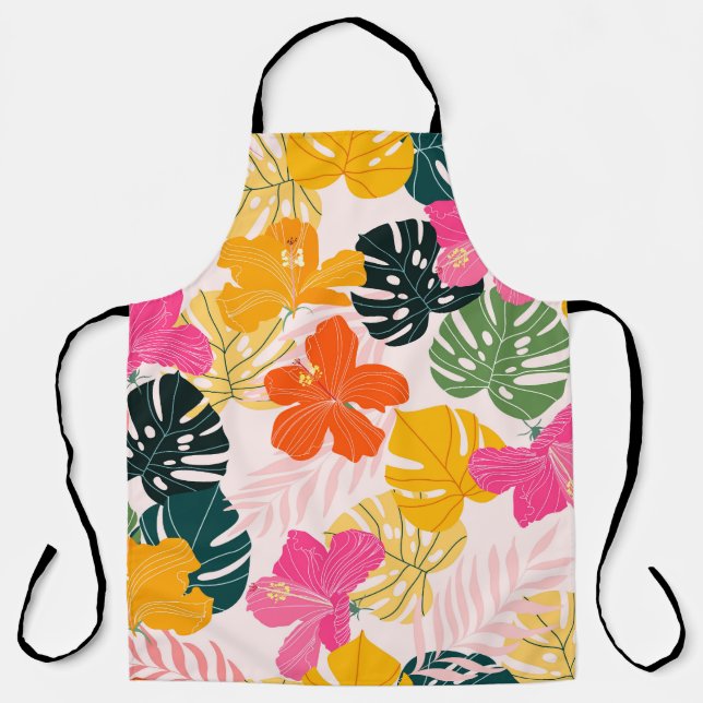Hibiscus & Monstera: Tropical Vibrance Apron (Front)