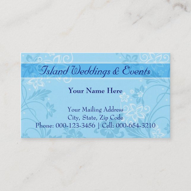 hibiscus motif.blue ~ bc business card (Front)