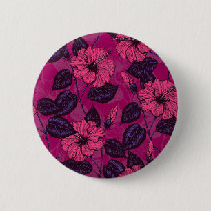Hibiscus night 2 inch round button