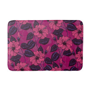 Hibiscus night bath mat