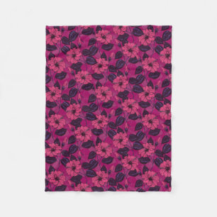Hibiscus night fleece blanket