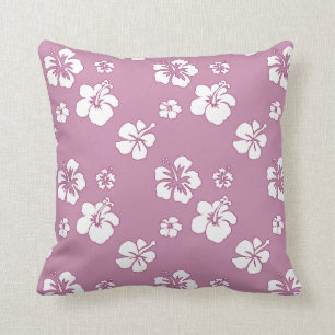 Hibiscus Oleander Pink and White Throw Pillow