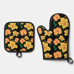 Hibiscus Oven Mitt & Pot Holder Set