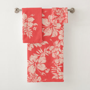 Hibiscus Pareau Distressed Hawaiian Coordinates Bath Towel Set