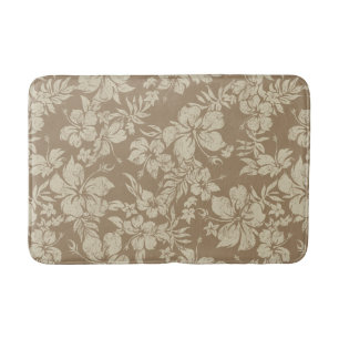 Hibiscus Pareau Distressed Hawaiian Floral- Cocoa Bath Mat