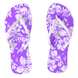 Hibiscus Pareau Distressed Vintage Hawaiian Flip Flops