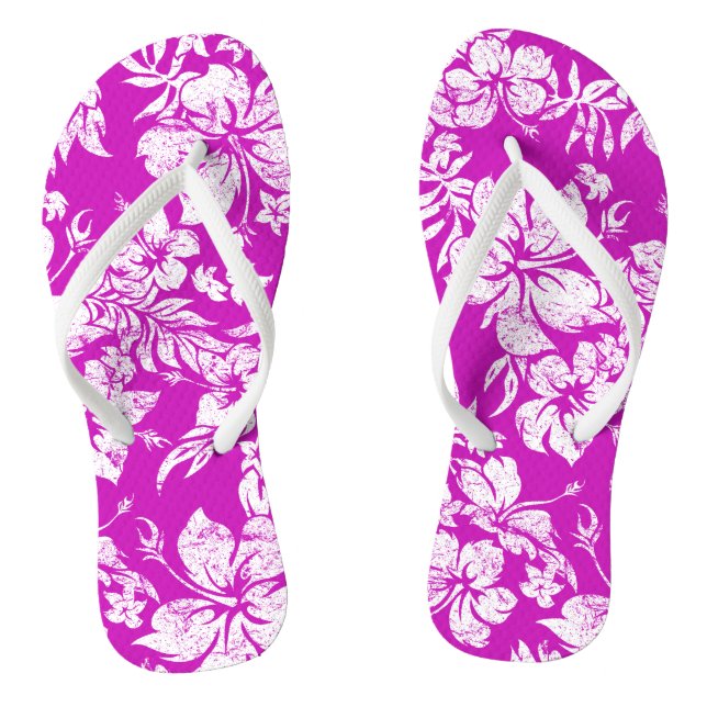 Hibiscus Pareau Distressed Vintage Hawaiian Flip Flops (Footbed)