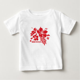 Hibiscus Pareau Hawaiian Floral in Red Baby T-Shirt