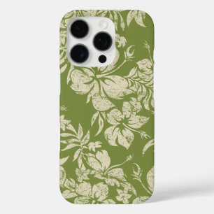 Hibiscus Pareau Hawaiian Floral Moss Green iPhone 16 Pro Case