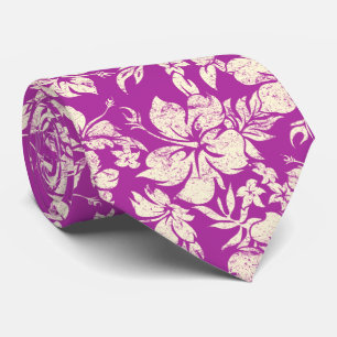 Hibiscus Pareau Hawaiian Floral Radiant Orchid Tie