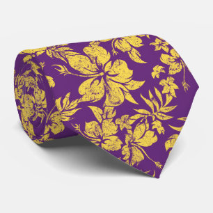 Hibiscus Pareau Hawaiian Floral Two-sided Printed Tie