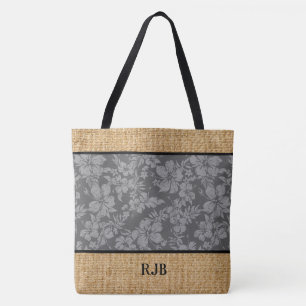 Hibiscus Pareau Hawaiian Monogram Beach Bag