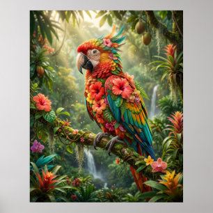 Hibiscus Parrot Tropic Glow Poster