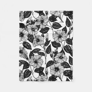 Hibiscus pattern fleece blanket