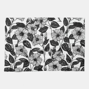 Hibiscus pattern kitchen towel