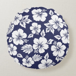 Hibiscus pattern round pillow