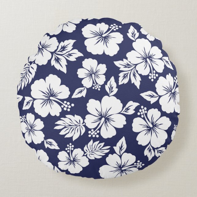 Hibiscus pattern round pillow (Front)
