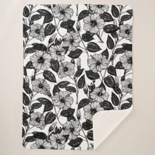 Hibiscus pattern sherpa blanket