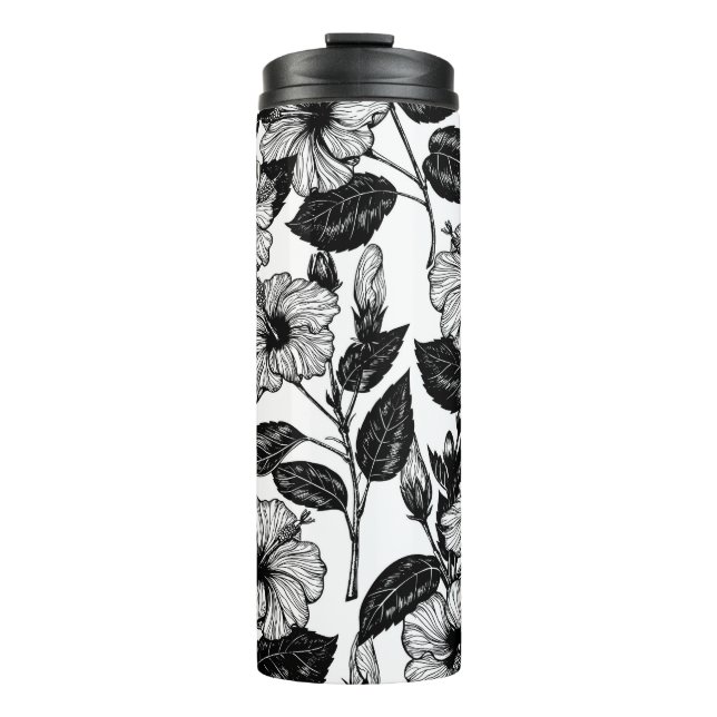 Hibiscus pattern thermal tumbler (Front)