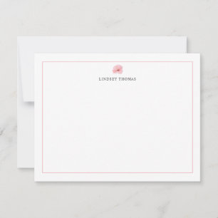 Hibiscus Pink Border Personalized Stationery Card