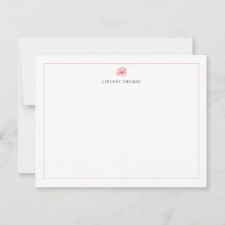 Hibiscus Pink Border Personalized Stationery Card