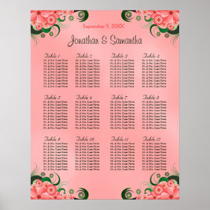 Hibiscus Pink DIY 12 Tables Wedding Seating Chart
